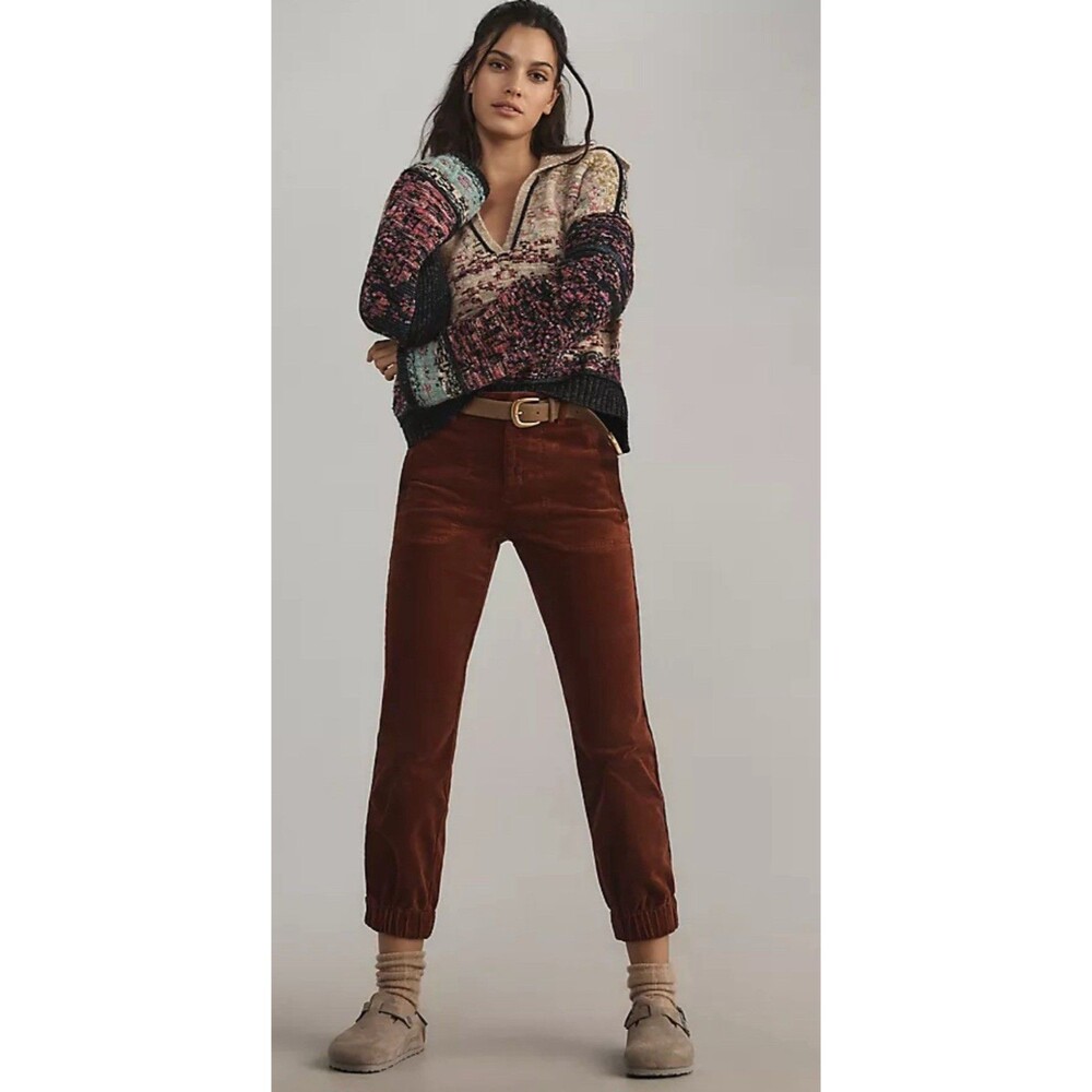 Anthropologie Joggers Pants Women The Richie Slim Corduroy Retro Size 16T NWT